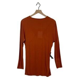 NEW BITE Studios London Collection No 5 Rust 100% Organic Silk Long Sleeve Top L